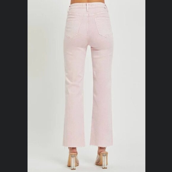 NWT Risen High Rise Raw Hem Slit Straight Jeans in Mauve size 15/32 - Picture 2 of 15